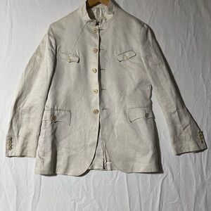 Kenzo Luxury Cream Linen High Collar Men’s Jacket Size 46